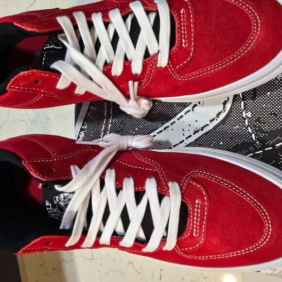 VANS Skate Half Cab VN0A5FCDY52 RED WHITE MID TOP SHOES LEATHER MEN'S 10.5 NEW - Picture 4 of 10